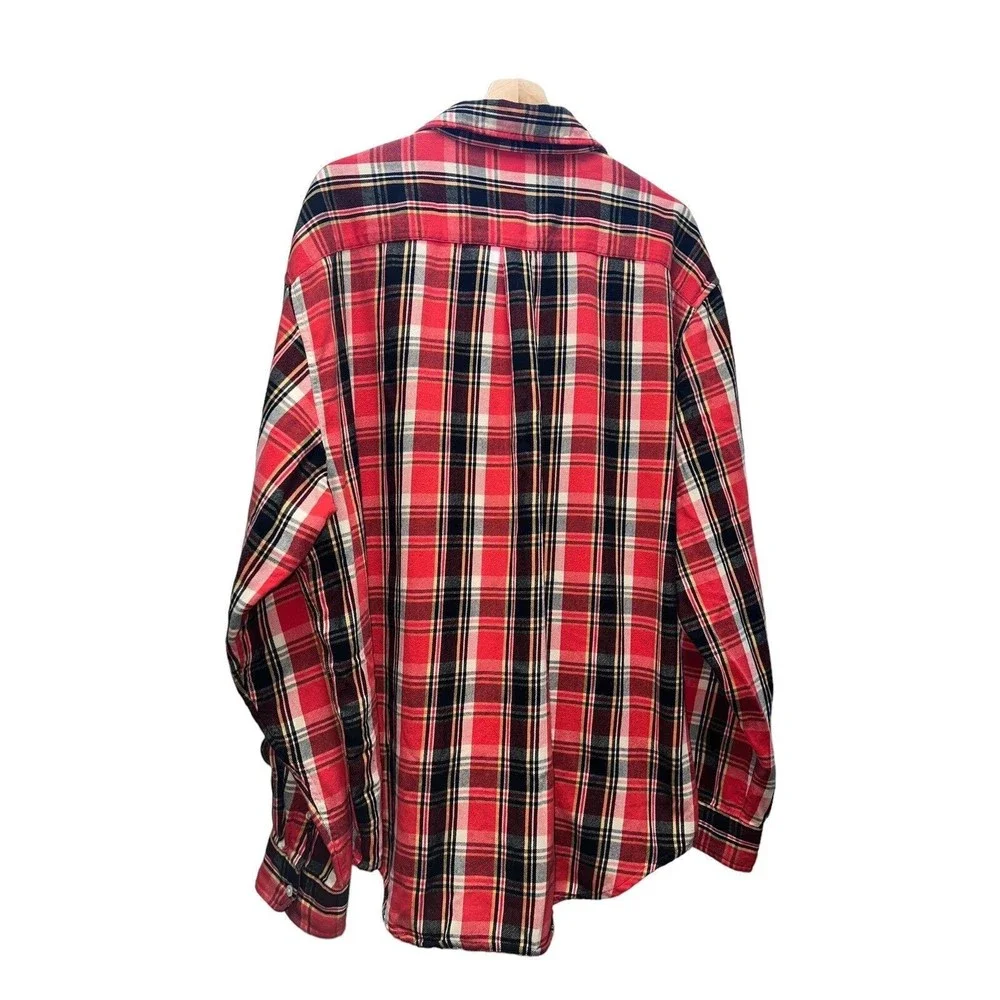 Ralph Lauren Mens Black Label Shirt‎ Red Black Yellow Large Cotton Flannel  XL